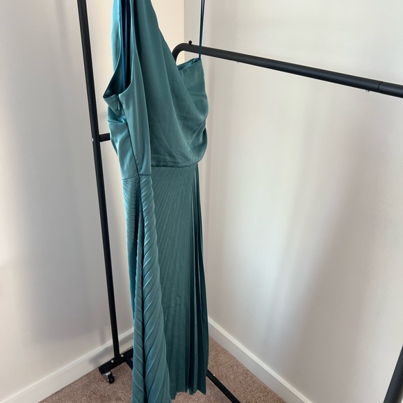 NWT Sam Edelman Beautiful Teal One Shoulder Pleated Dress Sz 8 - Picture 6 of 6